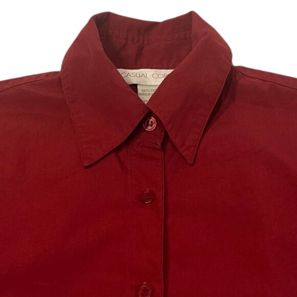 Casual Corner Red Cotton Button Down Shirt Women’s 4 Long Sleeve Vintage Y2K - Picture 8 of 11